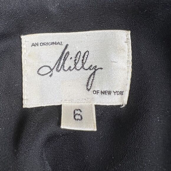 Milly 100% Silk Spaghetti Strap Black White Chevron Tank Top Women’s Size 6 - Picture 11 of 16